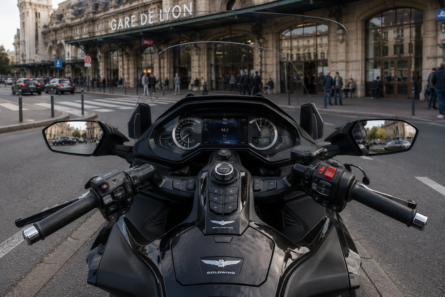 Flotte Moto Taxi IDF Honda Gold Wing propre et équipée pour réservation taxi moto
